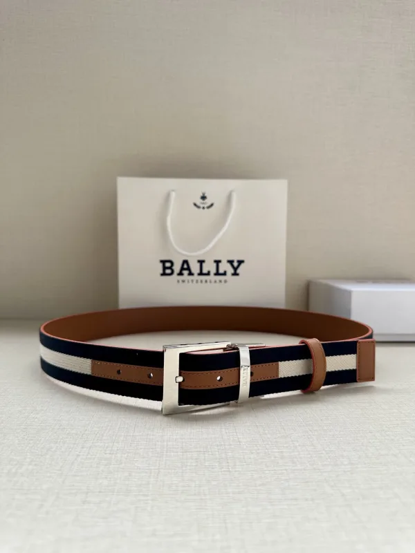 Bally Canvas B?¡èlte replika lyx 1:1 Blue Cream Khaki L?¡èder