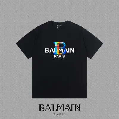 Balmain Short Sleeves replica 1:1 Black White Mocka Logo Tyg