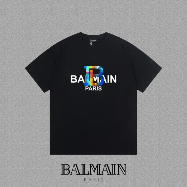 Balmain Short Sleeves replica 1:1 Black White Mocka Logo Tyg