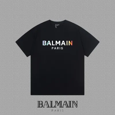 Balmain korta ?¡èrmar replika lyx svart vit monogram logotyp tyg