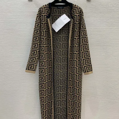Balmain Kvinnor Långärmad replika 1:1 Vit Monogram Längd Bröst