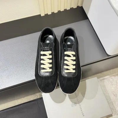 Brunello Cucinelli Sneakers Replik 1:1 Silber Wildleder Kalbsleder Rindsleder gewaschen