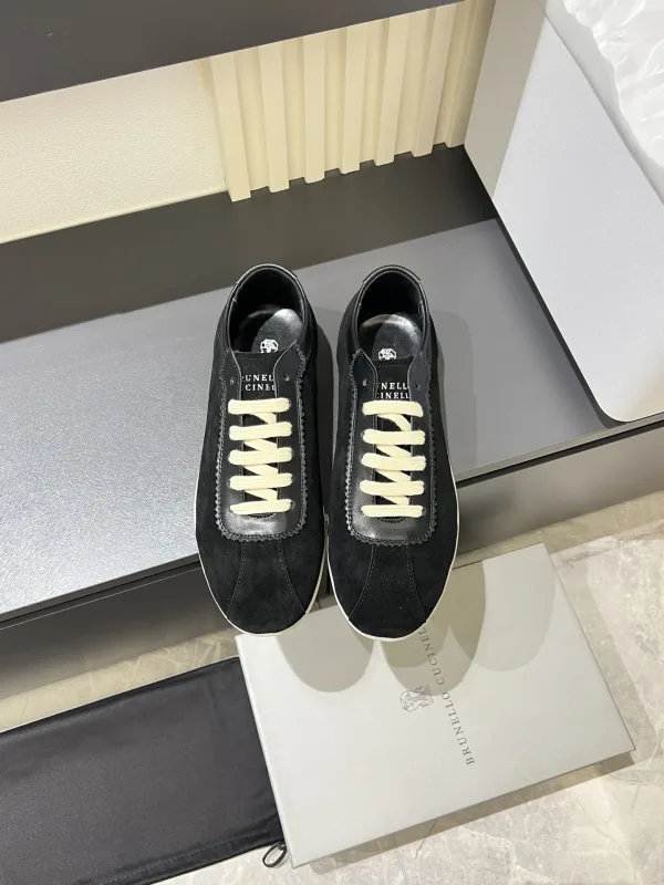 Brunello Cucinelli Sneakers Replik 1:1 Silber Wildleder Kalbsleder Rindsleder gewaschen
