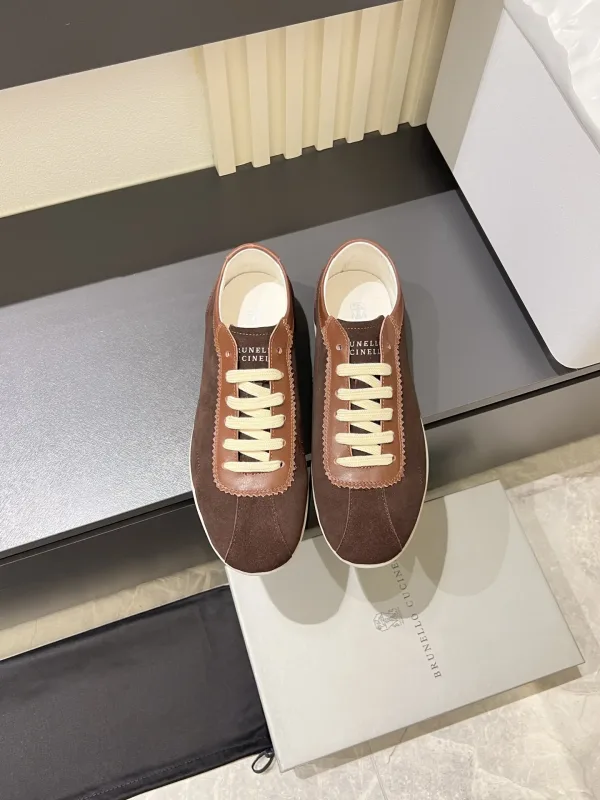 Brunello Cucinelli Sneakers Replik Luxus Silber Wildleder Kalbsleder Rindsleder gewaschen