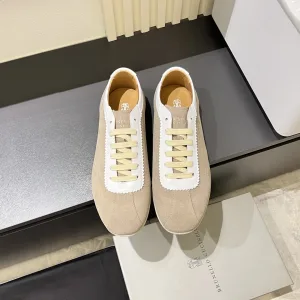 Brunello Cucinelli Sneakers Replik Super Klon Luxus Silber Wildleder Kalbsleder