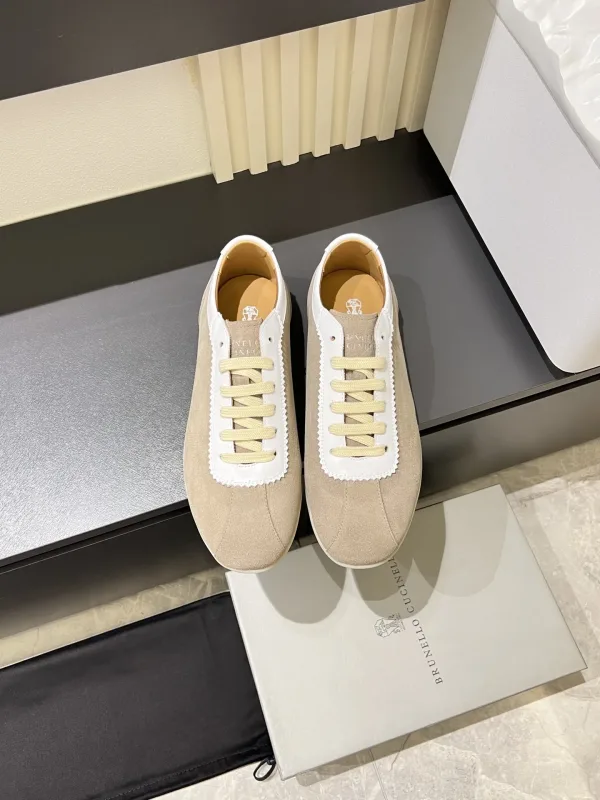 Brunello Cucinelli Sneakers Replik Super Klon Luxus Silber Wildleder Kalbsleder