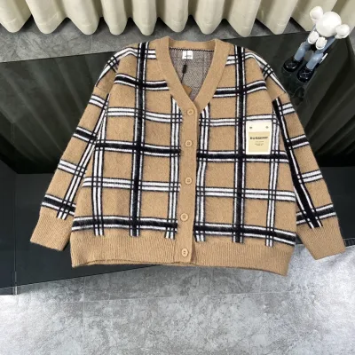 Burberry Jacket replika lyx Khaki Läder Stickad Streetwear Pocket Premium