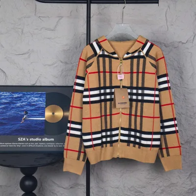 Burberry Jacka replica lyx Ull Cashmere Randig Logo Of Is