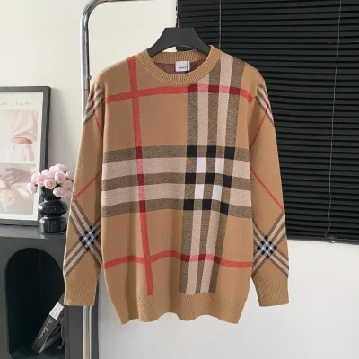Burberry Skjorta replika lyx 1:1 Stickad Randig Logo Sweater Tyg