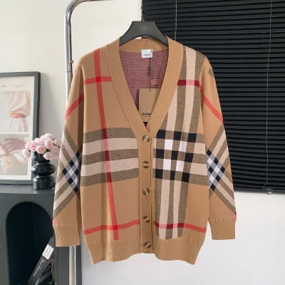 Burberry Skjorta replika lyx Stickad randig logotyp Cardigan Tyg passform