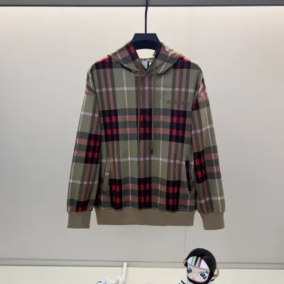 Burberry Sweatshirt replika lyxig svart grå broderad logotyp med huva