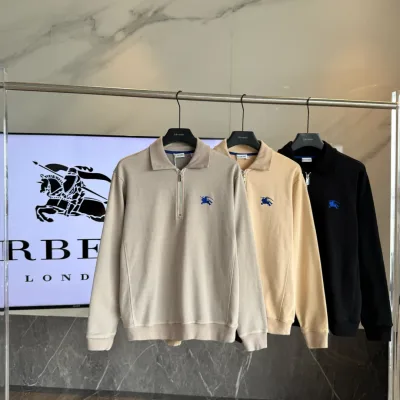 Burberry Hoodie replika lyxig svart gr?£¤ stickad bomullsbroderad logotyp
