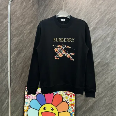 Burberry Sweatshirt replica lyx Svart Vit Bomull Broderad Broderi Matchning