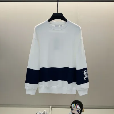 Burberry Sweatshirt replika lyx super klon Black White Cotton Stripe