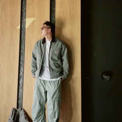 Carhartt Jacket replica 1:1 Grå Grön Canvas Solid Workwear Of