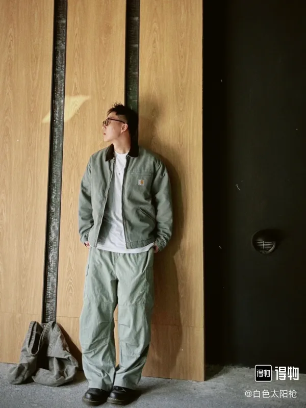 Carhartt Jacket replica 1:1 Grå Grön Canvas Solid Workwear Of