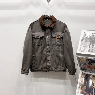 Carhartt Jacka replika super klon Grå Denim Canvas Vintage Distressed