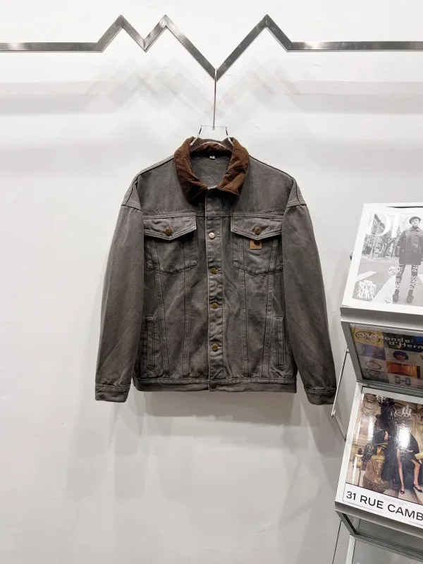 Carhartt Jacka replika super klon Grå Denim Canvas Vintage Distressed