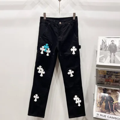 Carhartt Jeans replika 1:1 super klon Blå Vit Läder tvättad