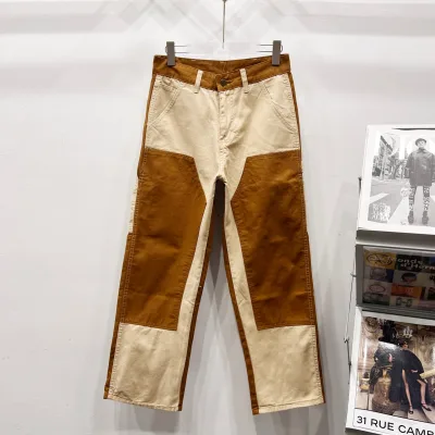 Carhartt Trousers replica 1:1 Denim Leather Vintage Pants Of Colorblock