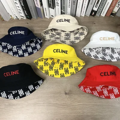 Celine Hat replika lyx Vit Röd Hink Vändbar Mångsidig Smickrande