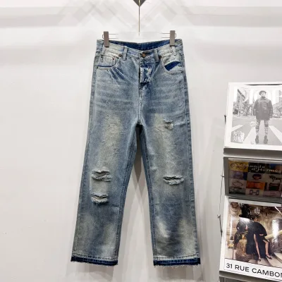 Celine Jeans replica lyx Blue Ripped Washed Perfect Loose Fit