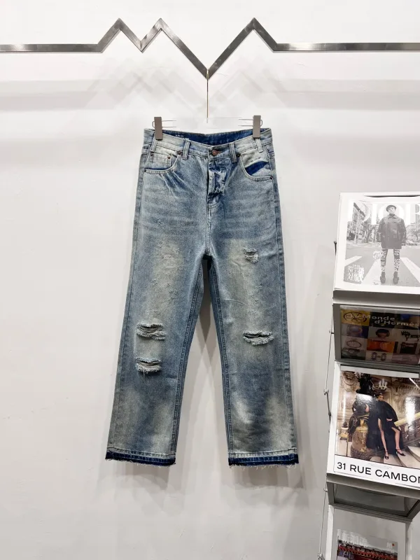 Celine Jeans replica lyx Blue Ripped Washed Perfect Loose Fit