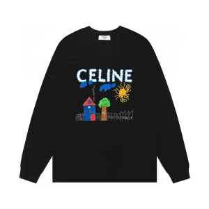 Celine L?£¤ng?¡èrmad replika lyxig svart bomullslogotyp Dubbelgarn