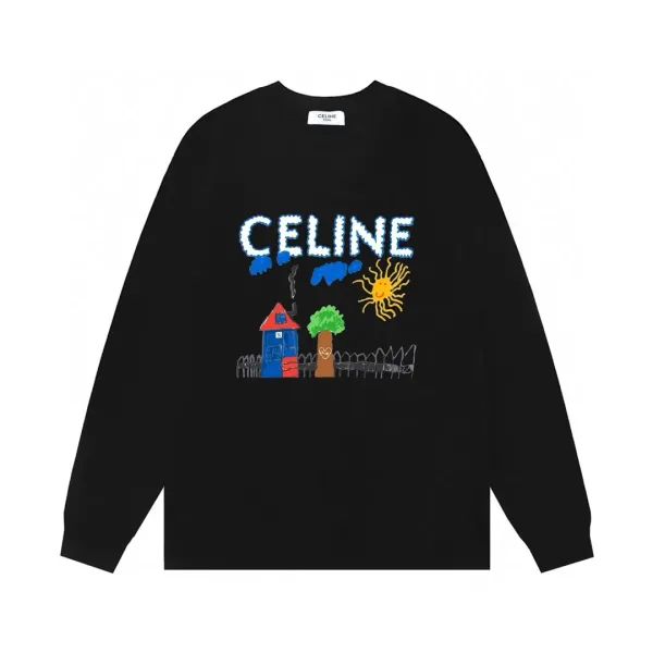 Celine L?£¤ng?¡èrmad replika lyxig svart bomullslogotyp Dubbelgarn
