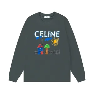 Celine L?£¤ng?¡èrmad replika lyxig gr?£¤ bomullslogotyp Dubbelgarn