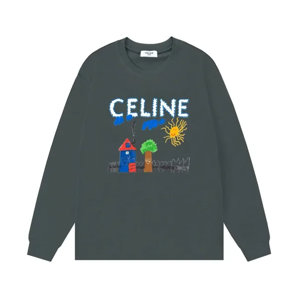 Celine L?£¤ng?¡èrmad replika lyxig gr?£¤ bomullslogotyp Dubbelgarn