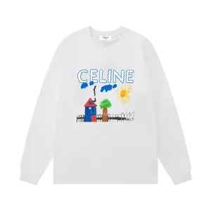 Celine L?£¤ng?¡èrmad replika lyxig vit bomullslogotyp Dubbelgarn