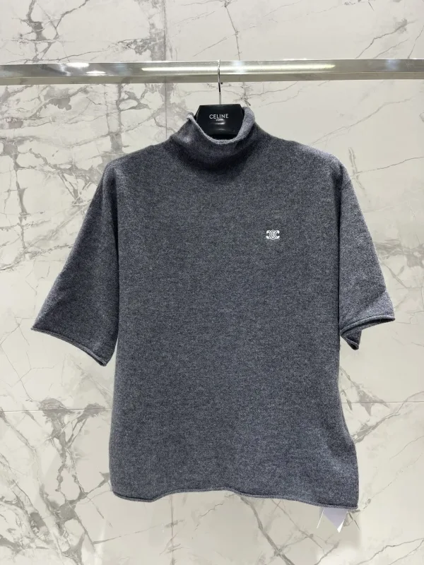 Celine Kvinnor Långärmad replika lyx Stickad Broderad Logotyp Ännu