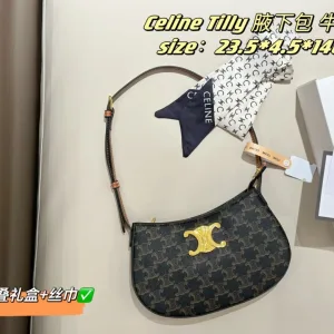 Celine Damer Silk Scarf replika lyx 1:1 Kohud underarm Väska