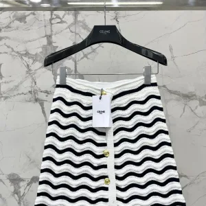 Celine Kvinnor Kjol replica lyx bomull Sticka Stripe Is To