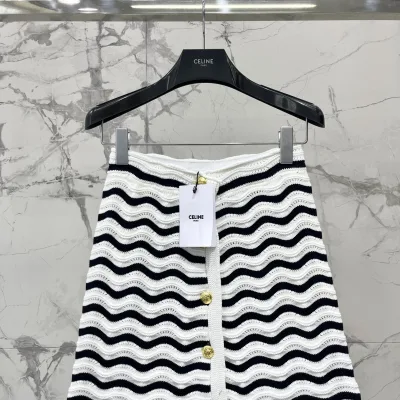 Celine Kvinnor Kjol replica lyx bomull Sticka Stripe Is To