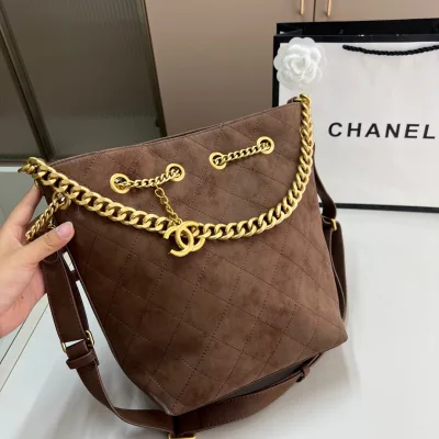 Chanel Bucket Bag Replik Luxus Vintage Hippie Kette Passende Falttasche