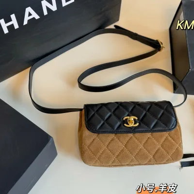 Chanel Schultertasche Replik Luxus 1:1 Logo Distressed Lammleder faltbar