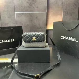 Chanel Dam Bälte replika lyx Mocka Läder Vintage Patchwork Väska