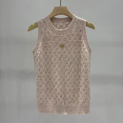 Chanel Kvinnor Ärmlös replika lyx tidig höst Enkel specialstickad