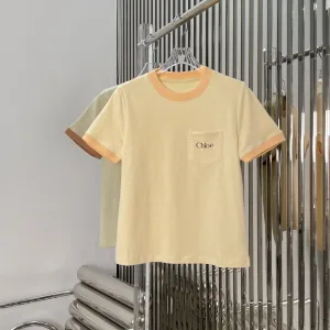 Chloe Women Shirt replica 1:1 Yellow Brown Brodered Logo Real