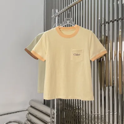 Chloe Women Shirt replica 1:1 Yellow Brown Brodered Logo Real