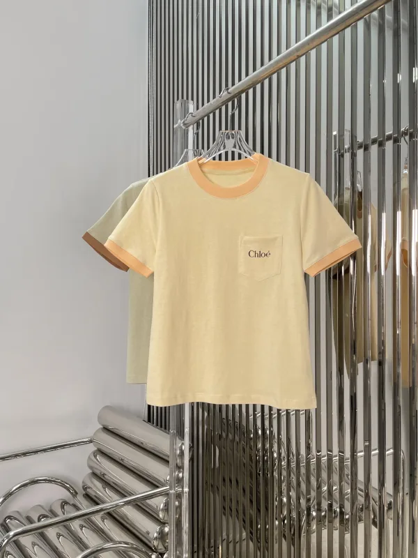 Chloe Women Shirt replica 1:1 Yellow Brown Brodered Logo Real