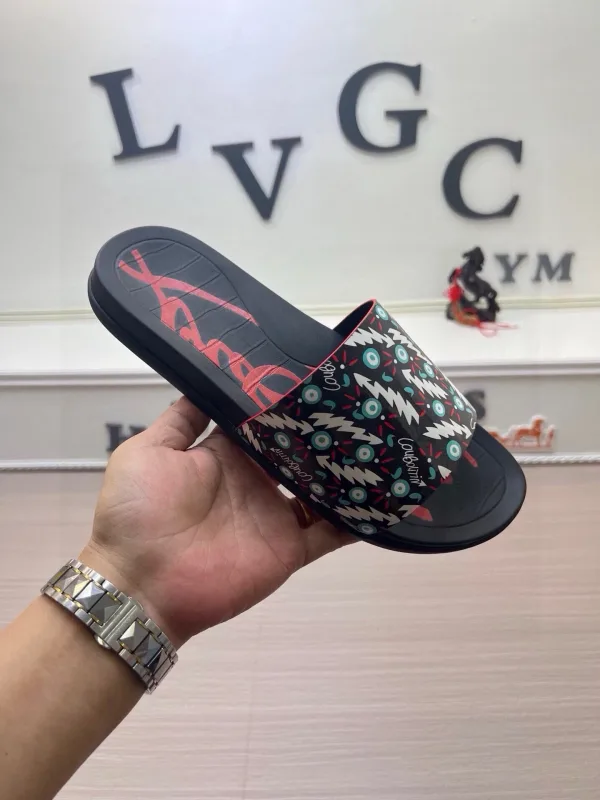 Christian Louboutin Slides Replik Super Klon Rotes Leder Original Tatsächlich