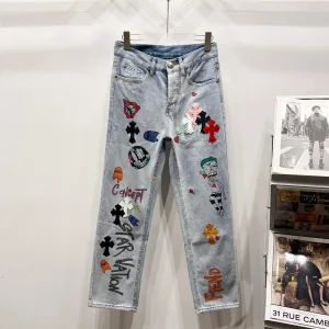 Chrome Hearts Jeans replika lyx 1:1 Läder Kohud Tx Ch