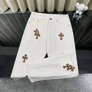 Chrome Hearts Jeans replica lyx 1:1 White Denim Washed Is
