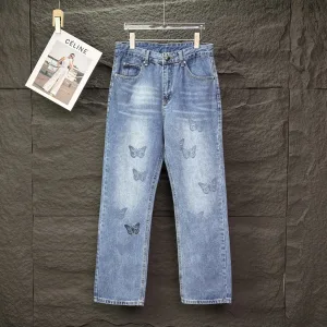 Chrome Hearts Jeans replika lyx Blue Solid Washed Perfect Ben