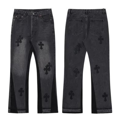 Chrome Hearts Jeans replika lyx Läder Denim Retro Vintage Mångsidig