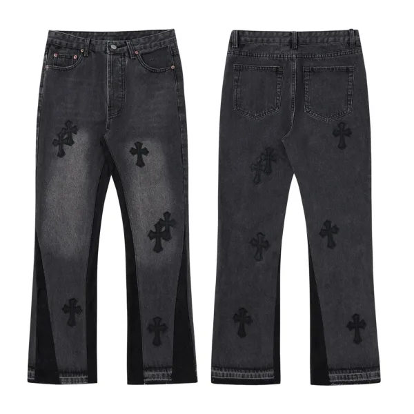Chrome Hearts Jeans replika lyx Läder Denim Retro Vintage Mångsidig