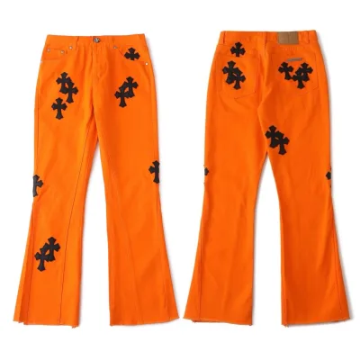 Chrome Hearts Jeans replika lyx Orange Bomull Denim Tvättade Alla